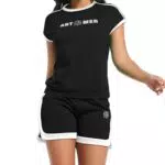 ANOTWENER Damen Trainingsanzug Kurzarm Top Sommer Freizeit Sport Outfits