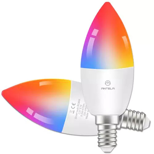 ANTELA Alexa E14 LED Lampe Smart WLAN dimmbar, Sprachsteuerung, kompatibel mit Google Home