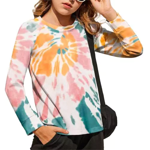 Arshiner Mädchen Sweatshirt Batik Langarm Pullover für Freizeit Herbst Winter