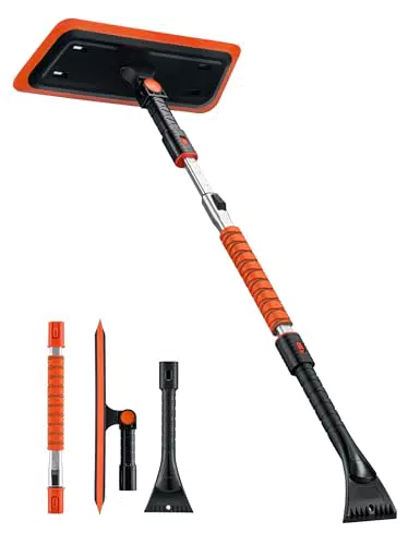 AstroAI 2-in-1 Schneebesen und Eiskratzer mit Silikonkopf für Autos und SUVs