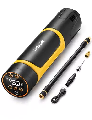 AstroAI Elektrische Luftpumpe 150PSI Tragbare Fahrradpumpe mit Akku und LED-Licht