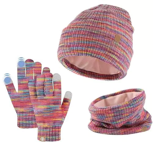 Auvstar Kinder Wintermütze Set – Warme Strickmütze und Schal für Jungen und Mädchen