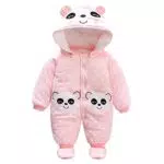 Panda Baby Mädchen Overall mit Kapuze - Strampler für den Winter
