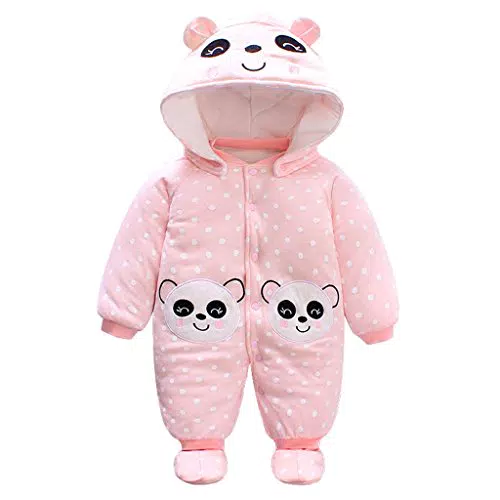 Panda Baby Mädchen Overall mit Kapuze - Strampler für den Winter