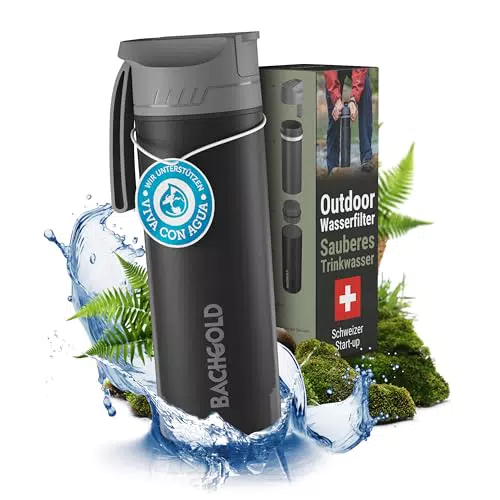 Bachgold® Profi Outdoor Wasserfilter Flasche mit 1500L Filterkapazität