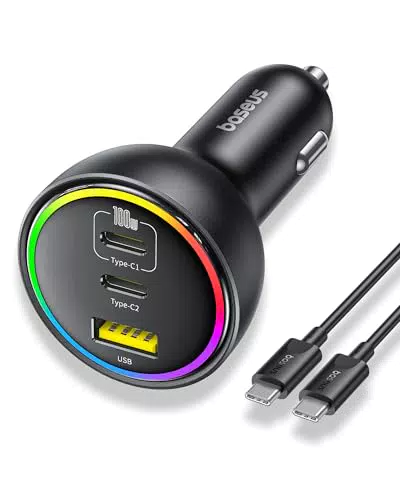 Baseus 152,5W USB C Auto Ladegerät mit 3 Ports für MacBook, iPhone und Samsung