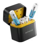 BATZONE Wiederaufladbare Lithium Akkus AA mit Ladegerät und Aufbewahrungsbox
