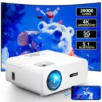 Beamer 4K Full HD 1080P, 20000 Lumen, Mini LED Heimkino Projektor mit Bluetooth und Dual WiFi