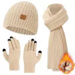 Mütze Schal Handschuhe Set für Damen und Herren – Touchscreen Handschuhe für den Winter