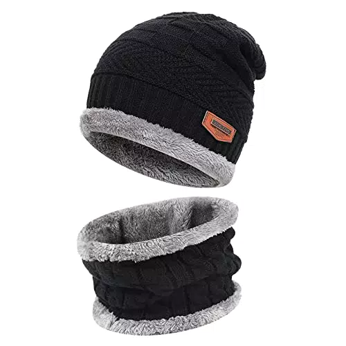 Bequemer Laden Kinder Winter Mütze und Loop Schal Set Fleece für 3-8 Jahre