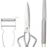 Bergner Helpy Edelstahl-Gadgets-Set mit Schere, Obstmesser und Schäler