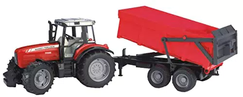 Bruder Massey Ferguson 7480 Traktor mit Wannenkippanhänger 1:16 Spielzeug