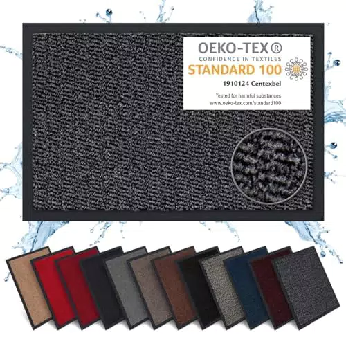 Schmutzfangmatte Rio - Starke Schmutz- und Feuchtigkeitsaufnahme - Dunkelgrau - 60 x 90 cm.