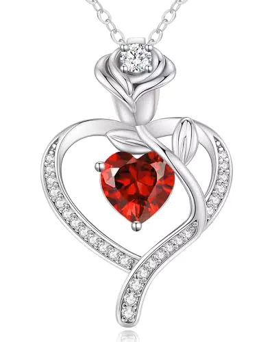 CDE Halskette Damen Herz Kette Sterling Silber 925 mit Geburtsstein Schmuck