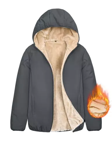 CMTOP Damen Fleece Hoodie Winterjacke mit Kapuze und Taschen