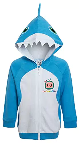 CoComelon Kapuzenjacke für Jungen, Baby Shark Design, Reißverschluss-Hoodie, Säuglings-Jumper, 3D-Mantel.