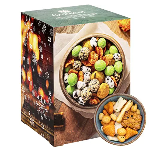 Corasol gesunder Frucht-Nuss-Mix Premium Adventskalender mit 24 fruchtigen Mischungen aus Trockenfrüchten & Nüssen zum Knabbern & Snacken