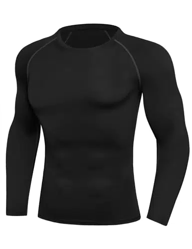 Crewhpo Kompressionsshirt Herren Langarm - Atmungsaktives Fitnessshirt für Training