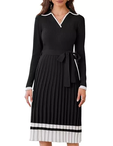 Elegantes Strickkleid A-Linie Langarm Pulloverkleid von [Brand]