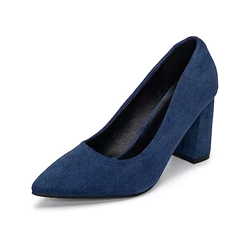 Elegant Damen Pumps mit hohem Blockabsatz - Hochzeits-Pumps aus Wildleder
