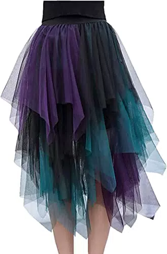 Damen Tüllrock asymmetrisch Midirock unregelmäßig von [Markenname]