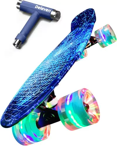 Deleven Skateboard mit LED-Rollen und ABEC 7 Lager für Anfänger und Kinder