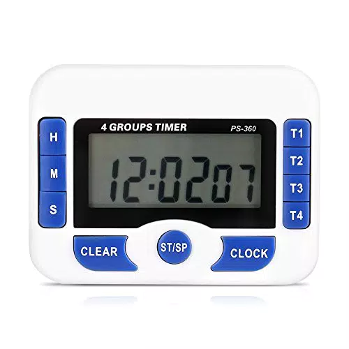 Küchentimer Digital, 4-Kanal Countdown Timer für unabhängige Gruppen