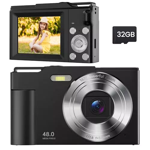 Digitalkamera Kinder - 48MP, 1080P FHD, 16X Digitalzoom, 32GB Karte, Akku