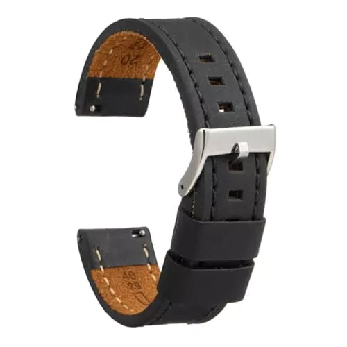 Diloy Uhrenarmband aus Leder, handgefertigt für Herren, 18-26 mm, Schnellspannstifte
