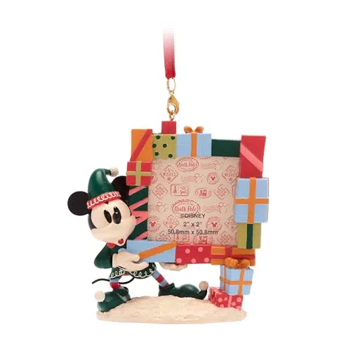 Disney Store - Micky Maus Weihnachtsfotorahmen mit Elfenkostüm und Aufhängung