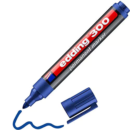 edding 300 Permanentmarker - schwarz, rot, blau, grün - 4 Stifte - Rundspitze 1