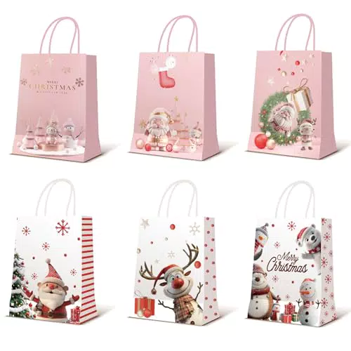 EDWINENE Geschenktüten aus Kraftpapier für Weihnachtsfeiern und Süßigkeitenpartys