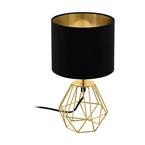 EGLO Nachttischlampe Carlton, Deko Tischlampe Vintage aus Metall und Stoff