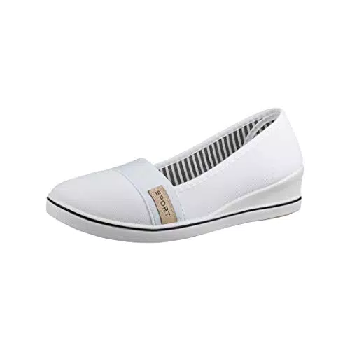 Elara Damen Ballerina Pumps mit Keilabsatz Chunkyrayan 483