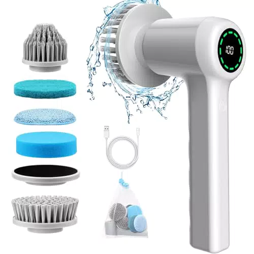 Reinigungsbürste mit LED-Anzeige – Handheld Spin Scrubber für Haushalt und Auto