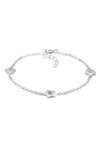 Elli Armband Kinder Blumen Filigran mit Kristallen in 925 Sterling Silber