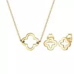 Elli Schmuckset aus 925 Sterling Silber – Halskette und Ohrringe Kleeblatt
