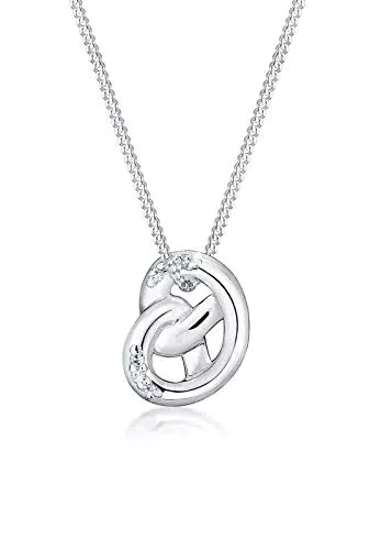 Elli Halskette mit Bretzel Anhänger aus 925 Sterling Silber und Kristallen
