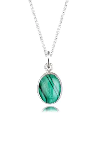 Elli Halskette Damen mit Malachit Anhänger aus 925 Sterling Silber