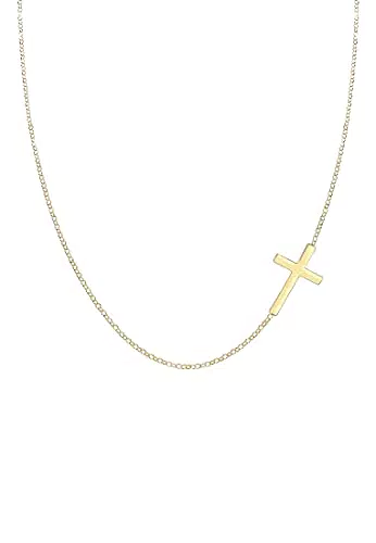 Elli Kreuz Anhänger Halskette in 925 Sterling Silber Vergoldet für Damen
