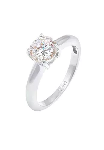 Elli Solitär Ring Damen aus 925 Sterling Silber mit Zirkonia Kristall