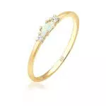 Vintage Elli Ring mit Zirkonia Kristallen und Opal in 925 Sterling Silber Vergoldet