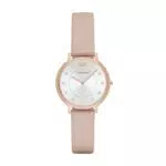 Emporio Armani Uhr für Damen, Zweizeiger Uhrwerk, 32mm Rose Gold Edelstahlgehäuse mit einem Lederarmband