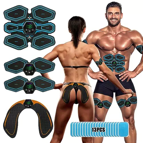 EMS Bauchmuskeltrainer – Elektrisches Muskelstimulationsgerät mit 6 Modi und 19 Intensitäten
