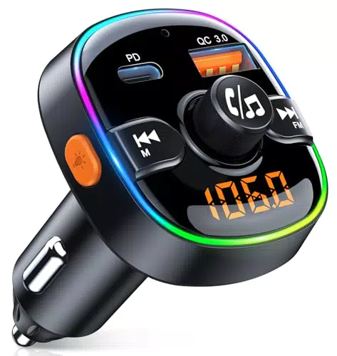 EOIWUY Bluetooth 5.3 FM Transmitter Auto mit PD 36W & QC3.0, Freisprechen, TF-Karte