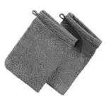 Erwin Müller Waschhandschuh Heidelberg 2er- Pack, 100% Baumwolle anthrazit Größe 15x21 cm- weiche Qualität