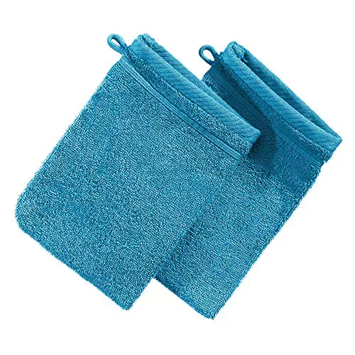 Erwin Müller Waschhandschuh Heidelberg 2er- Pack, 100% Baumwolle türkis Größe 15x21 cm- weiche Qualität