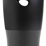 Exacompta 453014D ECOBIN Papierkorb EcoBlack 15 Liter mit Griffen. Eleganter und robuster Papierkorb und Mülleimer im modernen Design schwarz Blauer Engel