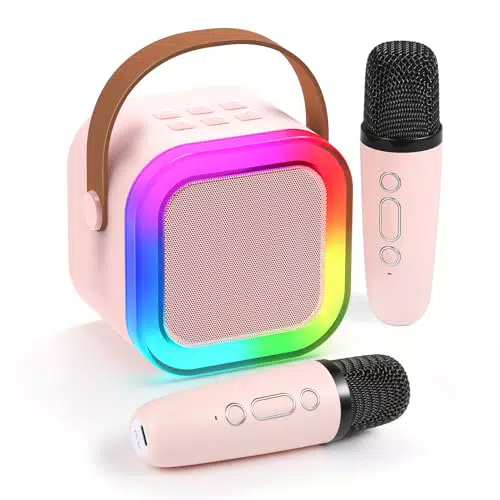 Fede Karaoke Maschine – Tragbarer Bluetooth-Lautsprecher mit 2 Mikrofonen und LED-Effekten