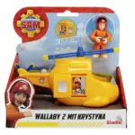 Feuerwehrmann Sam Junior Wallaby 2 mit Hubschrauber und Figur für Kinder ab 3 Jahren